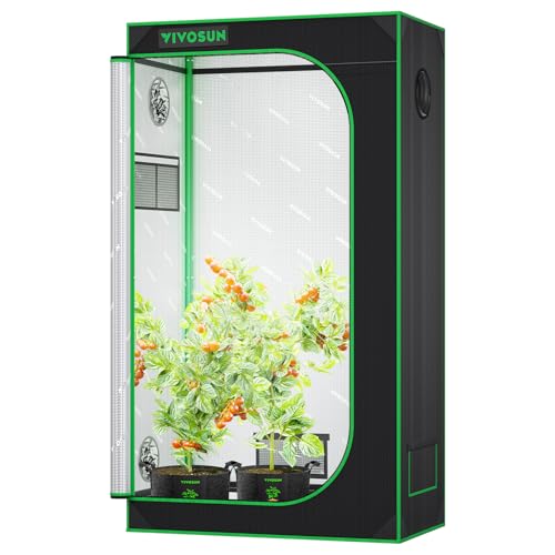 Image of VIVOSUN S326 3x2 Grow Tent 36 inchx20 inchx63 inch Sturdy Indoor Growing Tents | High Reflective Mylar with Observation Window and Floor Tray for Hydroponics Indoor Plant