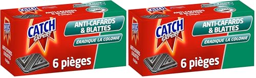 Catch Expert Cafards Blattes - Pièges Anti-Cafards & Blattes - 6 pièges contaminateurs - Appât Alimentaire pour éradiquer la colonie (Lot de 2)