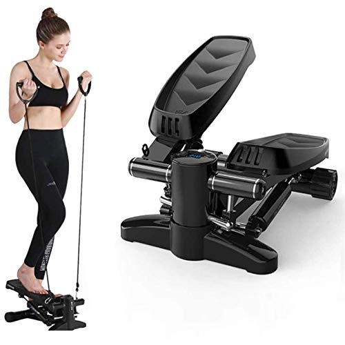 Image of Mini Stepper Fitness Cardio Exercise Trainer Stair Stepper Twisting Machine with Resistance Bands Monitor for Full Body