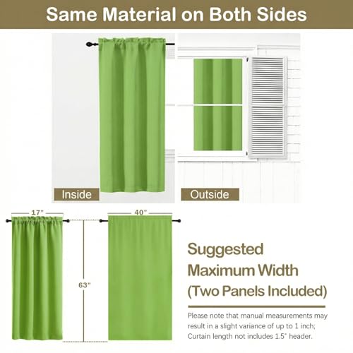 Image of Lime Blackout Curtains for Bedroom 63 Inch Length 2 Panels, Protect Privacy Thermal Insulated Solid Curtains for Living Room, Rod Pocket Window Treatment Blackout Drapes, 2x40Wx63L