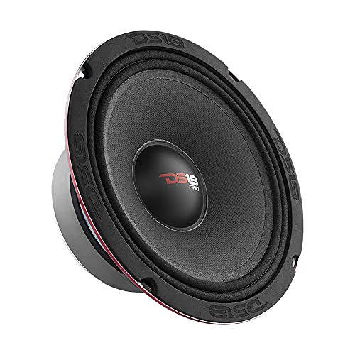DS18 PRO-X8M Loudspeaker – 8″, Midrange, Red Steel Basket, 550W Max, 275W RMS, 8 Ohms – Premium Quality Audio Door Speakers for Car or Truck Stereo Sound System (1 Speaker), Classic