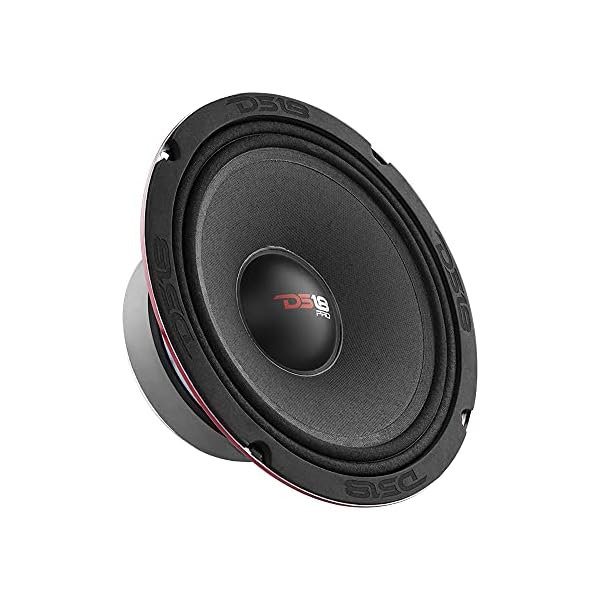 DS18 PRO-X8M Loudspeaker – 8″, Midrange, Red Steel Basket, 550W Max, 275W RMS, 8 Ohms – Premium Quality Audio Door Speakers for Car or Truck Stereo Sound System (1 Speaker), Classic