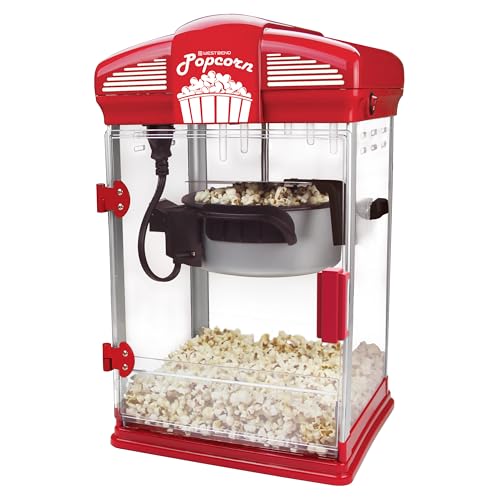 West Bend Stir Crazy Movie Theater Popcorn Popper, Gourmet Popcorn Maker Machine with Nonstick Popcorn Kettle, Measuring Tool and Popcorn Scoop for Popcorn Machine, 4-Qt., Red by West Bend - Used condition - US$79.99