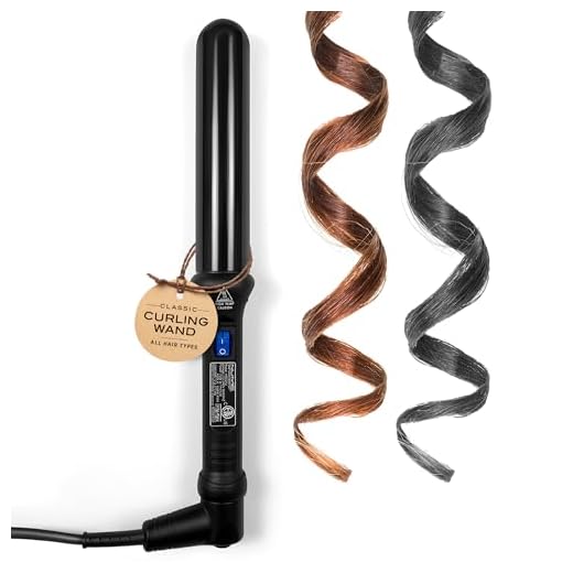 NuMe Classic Ceramic Curling Wand - Tourmaline 32mm Barrel Hair Curler, Negative Ion Conditioning, Far Infrared Heat - All Hair Types - Black