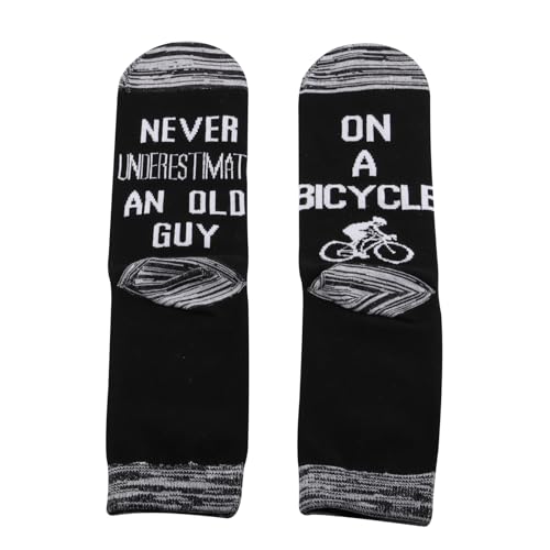 PYOUL 1 Pair Bicycle Lover Gift Never Underestimate An Old Guy On A Bicycle Socks Cycling Socks Biker Rider Gift Cyclist Socks - Image 2