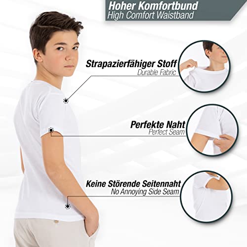 LOREZA ® Pack de 6 sous-vêtements Unisexes pour Enfants Chemise à Manches Courtes garçons Filles (164-170 (14-15 Ans), Blanc - 6 Pcs) – vue 5