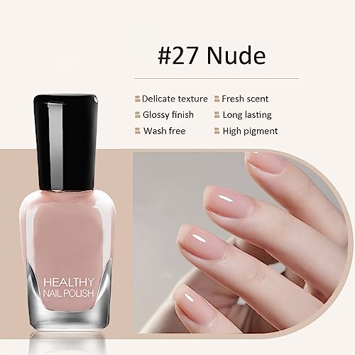 Shefave Peel off Nail Polish,Quick Dry Nail Polish - Natural Water Based No Need Cure Nail Gel Polish No Odor Easy to Apply Nail Varnish - Nail Art DIY Manicure Home Use,8ml(#27 Nude) - Image 4