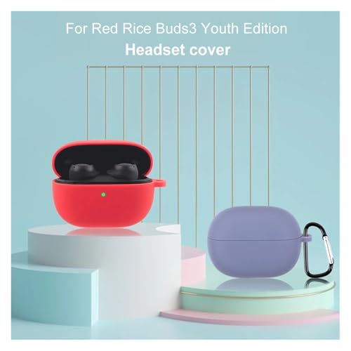 Funda de silicona roja para caja de auriculares con gancho portátil 4