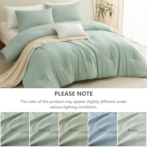 CozyLux Twin Comforter Set, 2 Pieces Down Alternative Bedding, Sage Green by CozyLux - Used condition - Image 7