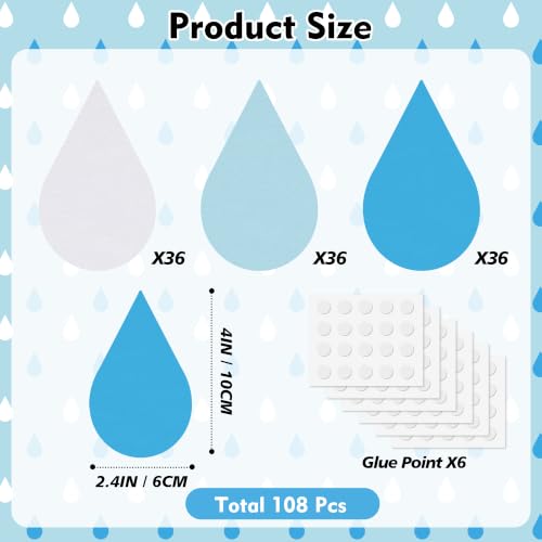 Image of Vuzvuv Blue White Raindrop Cutouts Paper for Bulletin Board Decorations