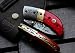 DKC Knives (5 8/18) Sale DKC-43 RED Thumb Damascus Steel Folding Pocket Knife 3.5" Folded 6.25" Open 7.5oz 2.25" Blade High Class Looks Incredible Damascus Bolster