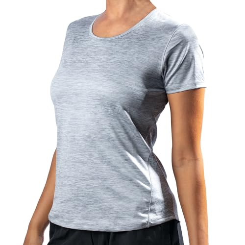 Kanu Surf Women's UPF 50+ Short Sleeved Active Swim Shirt Rashguard & Workout Top, Heather Grey, Medium