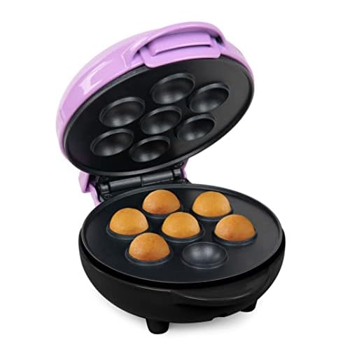 Nostalgia MyMini Cake Pop Maker, Compact Dorms, Apartments, Non-Stick Cooking Surface Makes 7 Mini Treats Easy-to-Clean, Perfect for Bite-Sized Desserts or Snacks, Keto Friendly, Purple