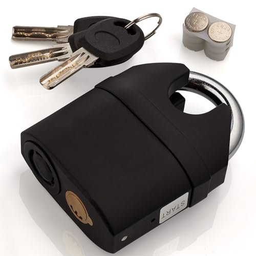 KEYD Padlocks Outdoor Heavy Duty Stainless Steel Waterproof with Keys | Shed Alarm 110 DB Padlocks Outdoor - High Security Padlock for Garage Shed Fence Storage Units - Auto Alarming Locking System