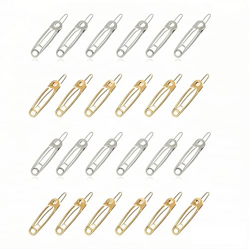 Doromy 24Packs Alloy Safety Pin Shape Hairpins Gothic Hair Accessories Golden Silver Hair Clips Y2k Hair Pins Set Hairdressing Tool for Girs and Women
