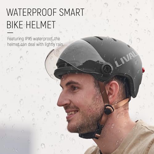 LIVALL L23 Smart Bike Helmet with LED Lights & Removable Visor, NTA8776 CPSC Certified, E Bike Helmet with Fall Detection for Adults Men Women, Bicycle Helmet for Commuter E-Bike Scooter Skateboard