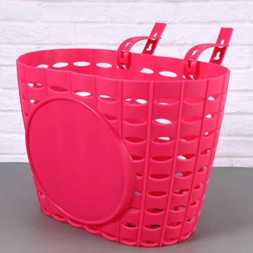 Garneck Children Bike Basket Plastic Front Handlebar Bicycle Basket Detachable Removable Easy Install Quick Released Basket For Kids Bike Dark Pink #TOP4