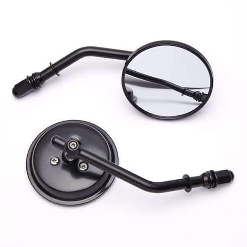 Image of Motorcycle Mirror,10mm Motorbike Rear View Mirror Irregular Shape Compatible with Harley Street Glide Electra Glide Road King Softail Touring Sportster and More (Black Round Shape)