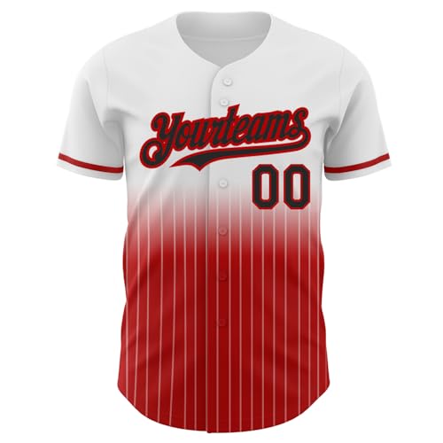 Camiseta de béisbol personalizada con botones, diseño degradado a rayas para hombres, mujeres y jóvenes miniatura 2