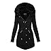 Produktbild KOG Damen Winter Dicker Warmer Parka Mantel Lange Baumwolljacke mit Fell wasserdichte Schwarze Fleecejacke Kapuzenwindjacke Langarmjacke Funktionsjacke Mode Kapuzenpullover Reine Farbe Übergangsjacke