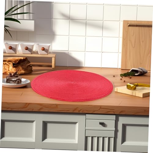Sets de table tissés en coton lavables ronds bleu sarcelle rouge