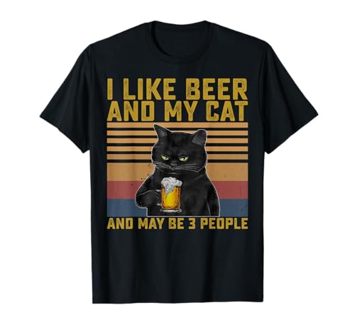 I Like Beer My Cat and Maybe 3 People Cat Lovers Gift T-Shirt