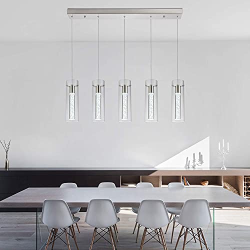 Image of Modern 5-Light Kitchen Lighting Pendant Fixtures,Brushed Nickel