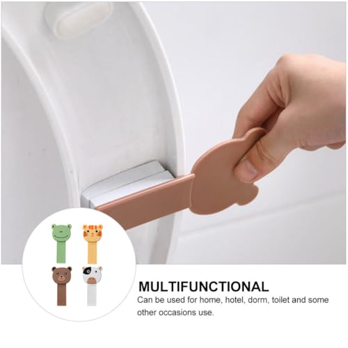 Image of UKCOCO Toilet Lid Lifter 4-Pack Cartoon Patterned Toilet Seat Cover Lifters Portable Small Size Handle Tabs for Easy Hygienic Bathroom Use