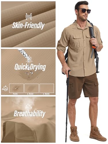 Men's Safari Shirt Long Sleeve UPF 50 Sun Protection Quick Dry Breathable Fishing Hiking Travel Shirt3