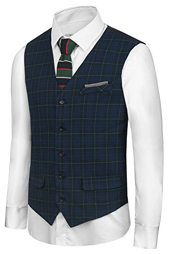 Hanayome Men's British Style Leisure Business Suit Dress Vest Waistcoat VS08£¨Black,XL£©