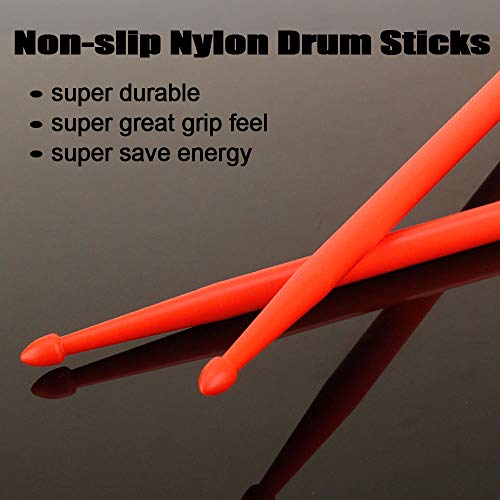 Drum Sticks 5A 1 Pair Nylon Drumsticks 1 Pair Non-Slip Maple Wood with a Velvet Drawstring Bag(Red)