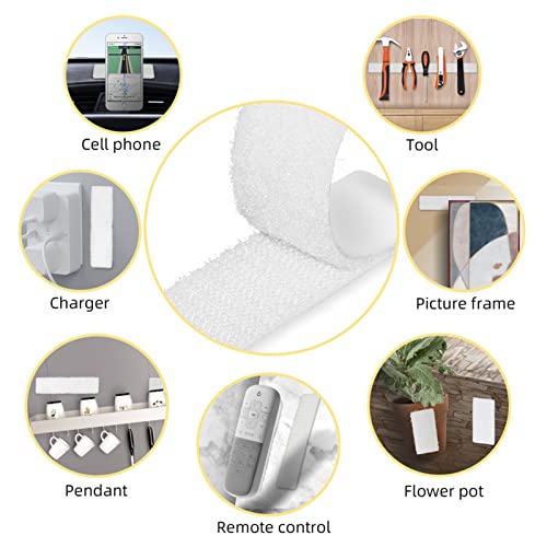 Nisuoien White Strips With Adhesive - 30 Sets Strong Sticky Double Sided Tape With Hook And Loop - 1 X 4 Inch #TOP2