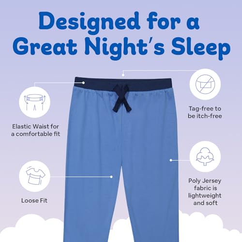 Image of US Angels Boys Pajamas Set | 3-Piece Pant, Shirt, Shorts Sleepwear Pjs for Kids | Loose Fit, Soft, Breathable Blue Plaid