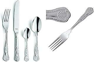 Amefa 621000WF19G24 Vintage Kings 24 Piece 6 Person Cutlery Set - Gift Boxed(Silver) & Olympia D68612X Kings Dessert Fork 184mm 18/0 Stainless Steel Cutlery Kitchen