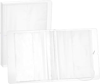 BENECREAT Clear Sticker Organizer Binder Storage Book for Sticker Storage with 26 Pack 2-Pocket Sheet Protectors for Planner Scrapbook, Journal Stickers Collection