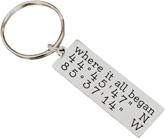 Personalized Coordinates Keychain - GPS Latitude and Longitude Gift