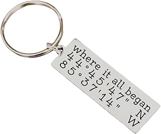 Personalized Coordinates Keychain | Where it All Began | GPS Coordinates Latitude Longitude | Custom Gift