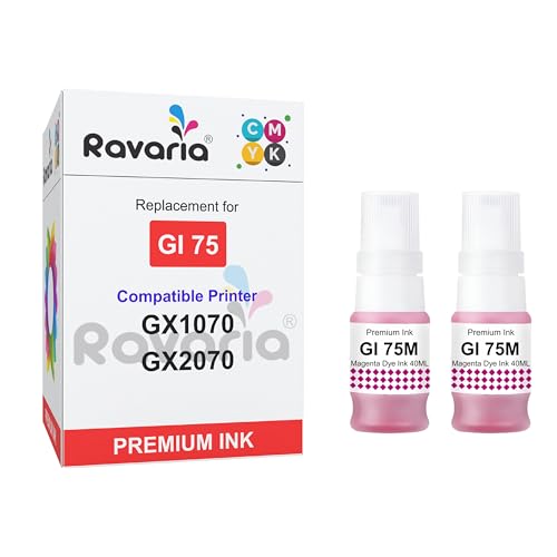 Image of GI 75 Compatible Premium Ink for Canon Maxify GX1070 GX2070 Printer (GI 75 Magenta Ink 2 Pcs)