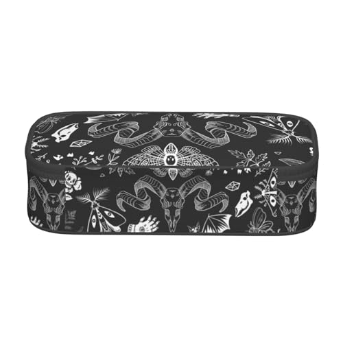 Image of Halloween Magic Elements Mystical Goat Large Pencil Case With Zipper Compartments Stationery Pencil Bag For Kids Teens Students School Supplies