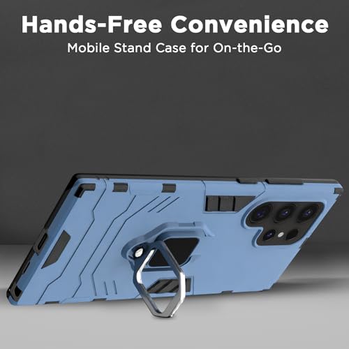 Image of Pikkme Back Cover for Samsung Galaxy S25 Ultra 5G | D5 Tough Armor | 360 Protection Case | Ring Holder Stand Bumper Case (Blue)
