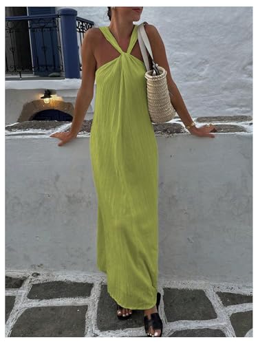 Image of Milumia Women's Twist Knot Sleeveless Dress Summer Vacation Flared Maxi Dresses