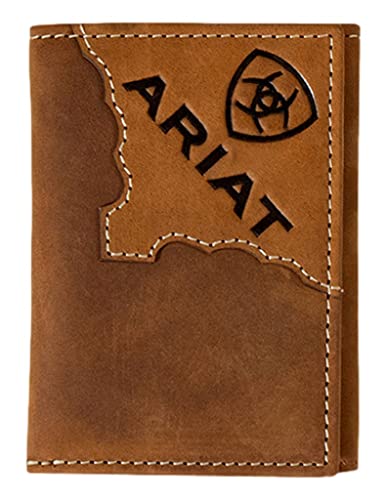 ARIAT Western Wallet Mens Trifold Slim Fit Two Tone Med Brown A3552744
