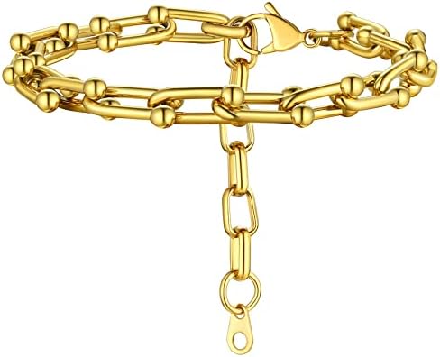 GOLDCHIC JEWELRY Ankle Bracelets for Women Girls, Stainless Steel Anklet Chains, Adjustable Figaro/Wheat/Marine/Twist Rope/Cuban Gold Anklets, Custom Foot Chain for Summer Sandals Barefoot Jewellery