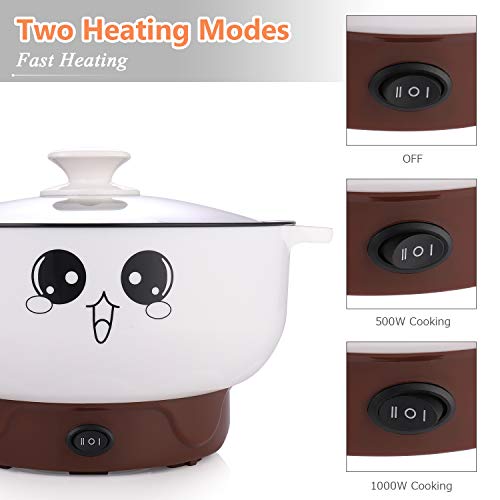 MINGPINHUIUS 4-in-1 Multifunction Electric Cooker Skillet Wok Electric Hot Pot For Cook Rice Fried Noodles Stew Soup Steamed Fish Boiled Egg Small Non-stick with Lid (3.6L, without Steamer) - Thumbnail 4