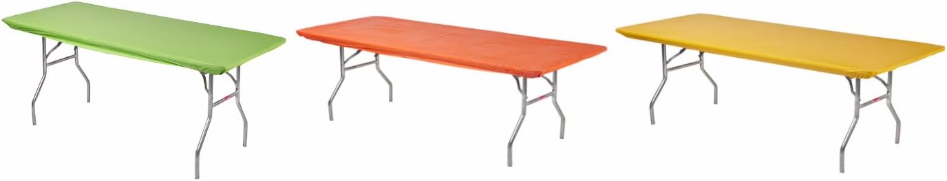 Kwik-Covers Rectangular Fitted Plastic Table Covers, 6' x 30" (6 Feet), Red, White, Blue