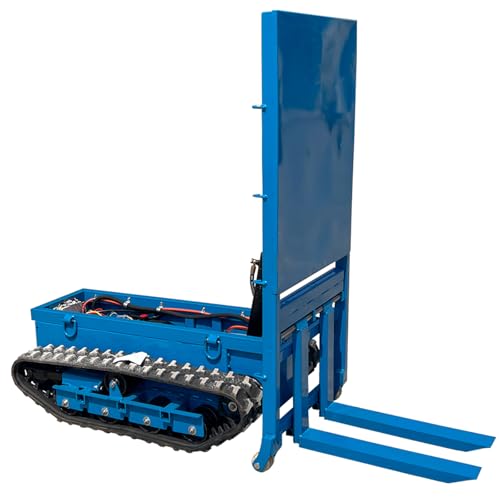Remote Control Tracked Forklift, 300kg Lift Electric All-Terrain Crawler Pallet Truck, Heavy Duty Rubber Track Mini Forklift for Farm, Warehouse, Construction Site (Customized Deposit)
