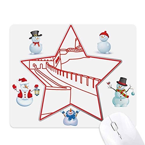 Tapis de souris Noël bonhomme de neige chinois pour bureau festif