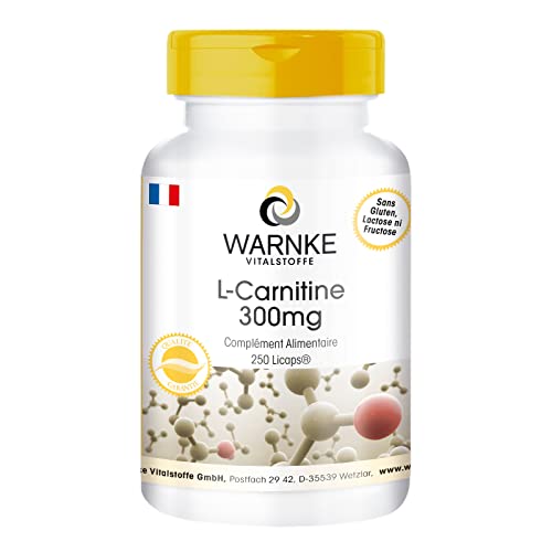 L-Carnitine 300mg - fortement dosé avec 900mg par dose journalière - 250 Licaps - Carnipure liquide | Warnke Vitalstoffe - Qualité des pharmacies allemandes