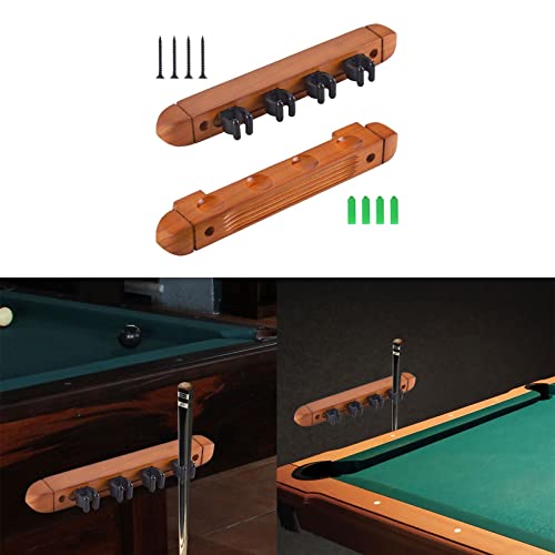 Deevoka Pool Cue Rack Claw, Wall Rack With 4 Cue Clips, Solid Wood Cue Clips Stand, Storage Billiard Cue Rest, 4 Pool Billiard Rods Holder For Clubs, Yellow #TOP5