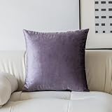 Demetex パープル クッションカバー 60x60cm（24x24インチ） 枕カバー 装飾ベルベット ユーロシャム枕カバー ソフトスクエア プラッシュ スローピロー ソファー ベッド ベビールーム用 1個セット 60x60cm ラベンダー